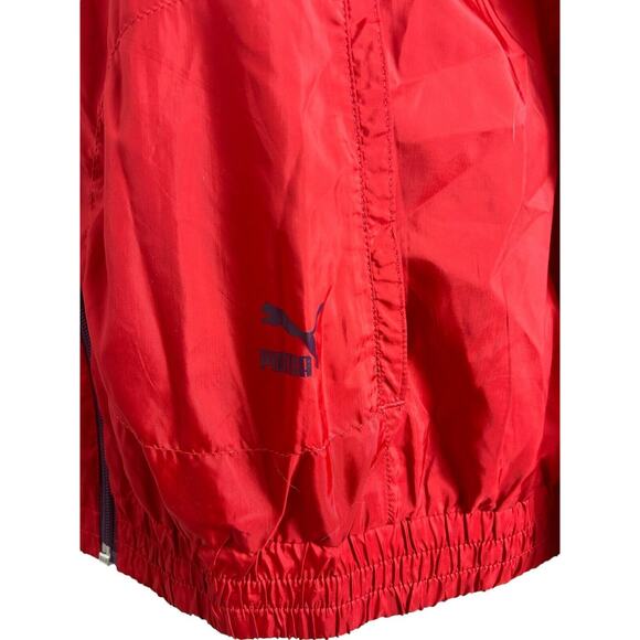 Women's Puma Red Windbreaker Jacket Sz M Hooded Red Full Zip Lightweight - Picture 7 of 9